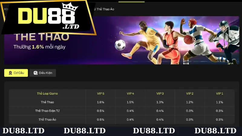 Khuyến mãi hoàn trả Du88 áp dụng cho người chơi Vip